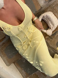 Vestido vacacional de punto con flores 3D