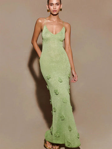 Vestido vacacional de punto con espaguetis