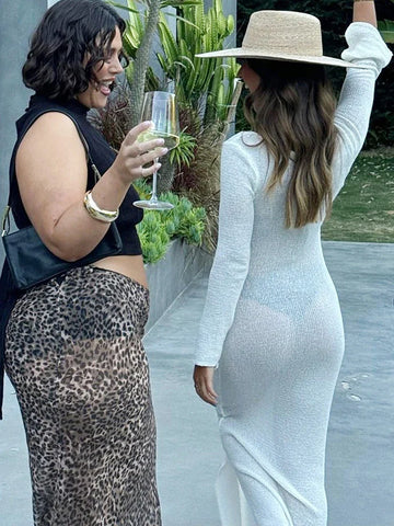 Vestido maxi de vacaciones de punto transparente