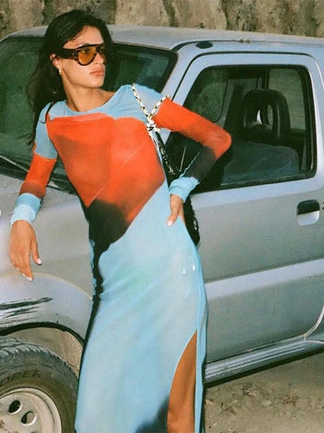 Vestido de vacaciones floral transparente