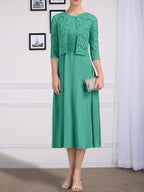 Vestido de gasa para madre de la novia, corte A, escote redondo, largo hasta la rodilla, con pliegues