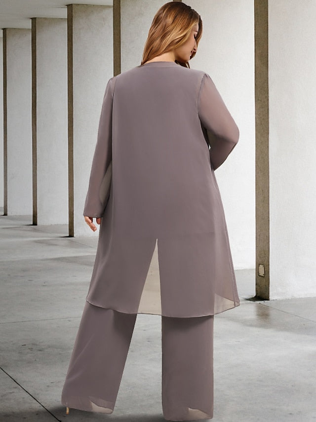 Chiffon-Hosenanzüge mit Jacke für die Mutter der Braut 