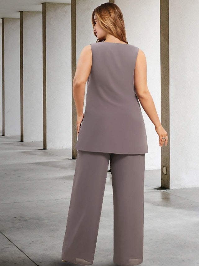 Chiffon-Hosenanzüge mit Jacke für die Mutter der Braut 
