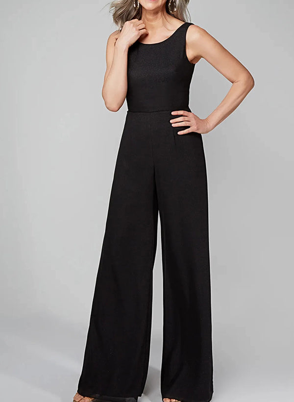 Monos de gasa con mangas cortas y escote redondo para madre de la novia 