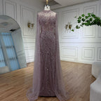Luxuriöses, nudefarbenes Meerjungfrauen-Abendkleid mit Cape-Ärmeln LA71885A 