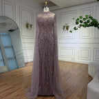 Luxuriöses, nudefarbenes Meerjungfrauen-Abendkleid mit Cape-Ärmeln LA71885A 