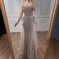 Vestido de noche de sirena con tirantes finos y cuentas de cristal color caramelo de lujo LA72810A