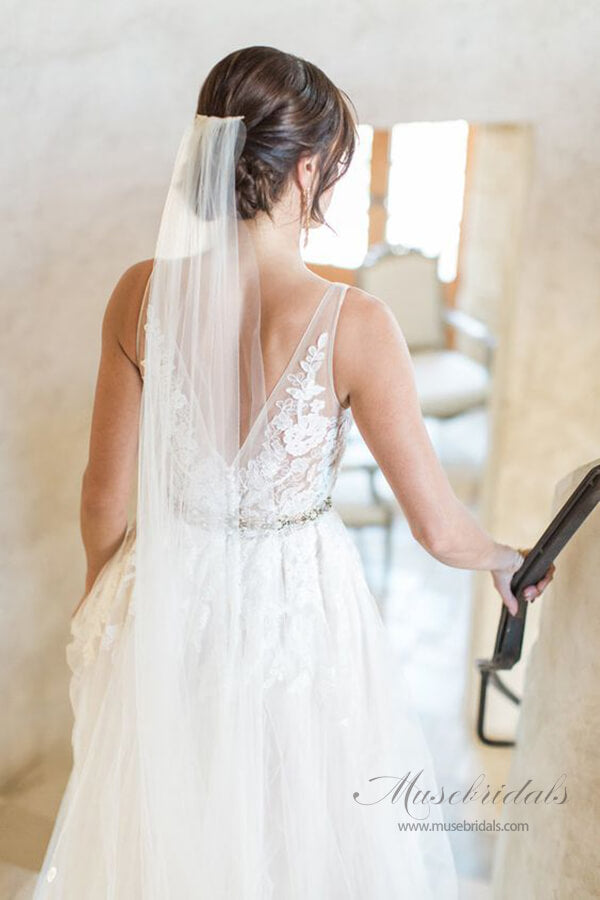 Lace Wedding Dresses with Court Train,Custom Made Wedding Gown