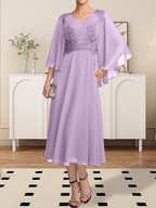 Vestido de gasa con encaje y escote en V, largo hasta la rodilla, para madre de la novia, con lentejuelas y abalorios
