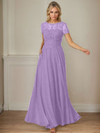 Dunkelblaues A-Linien-Pailletten-Chiffonkleid mit U-Boot-Ausschnitt 