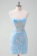Light Sequined Embroidery Tight Corset Homecoming Dress