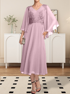 Vestido de gasa con encaje y escote en V, largo hasta la rodilla, para madre de la novia, con lentejuelas y abalorios