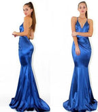 New Arrival  Simple V neck Mermaid Spaghetti Straps Prom Dresses