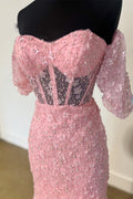 Langes, langes Meerjungfrauen-Abendkleid mit 3D-Blumenspitze, herzförmigem Ausschnitt und Schlitz