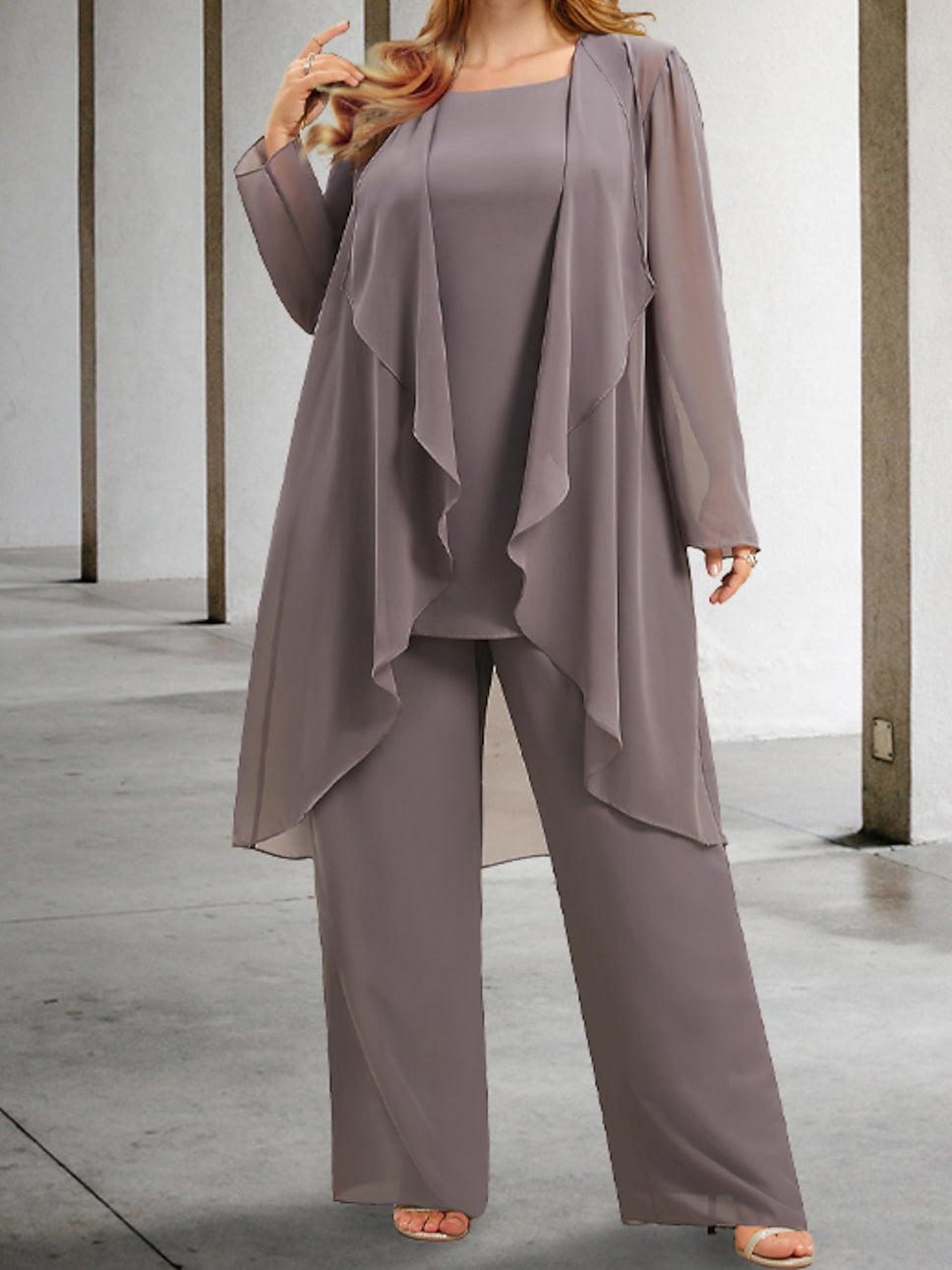 Chiffon-Hosenanzüge mit Jacke für die Mutter der Braut 