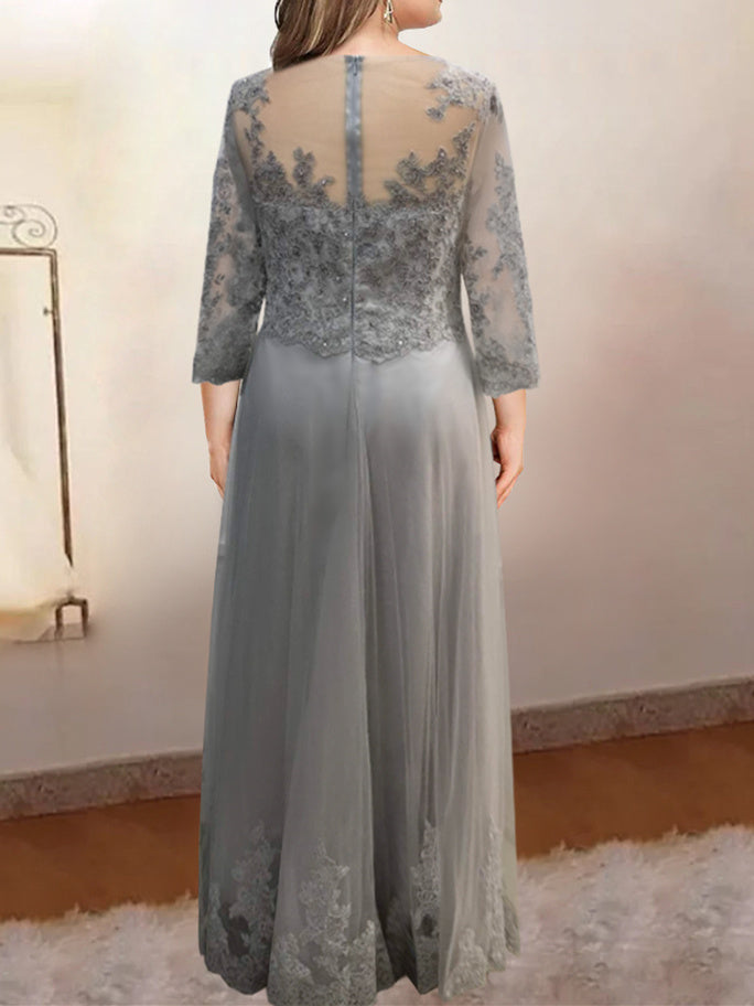 Vestidos de madre de la novia de tul con corte A/princesa y apliques 