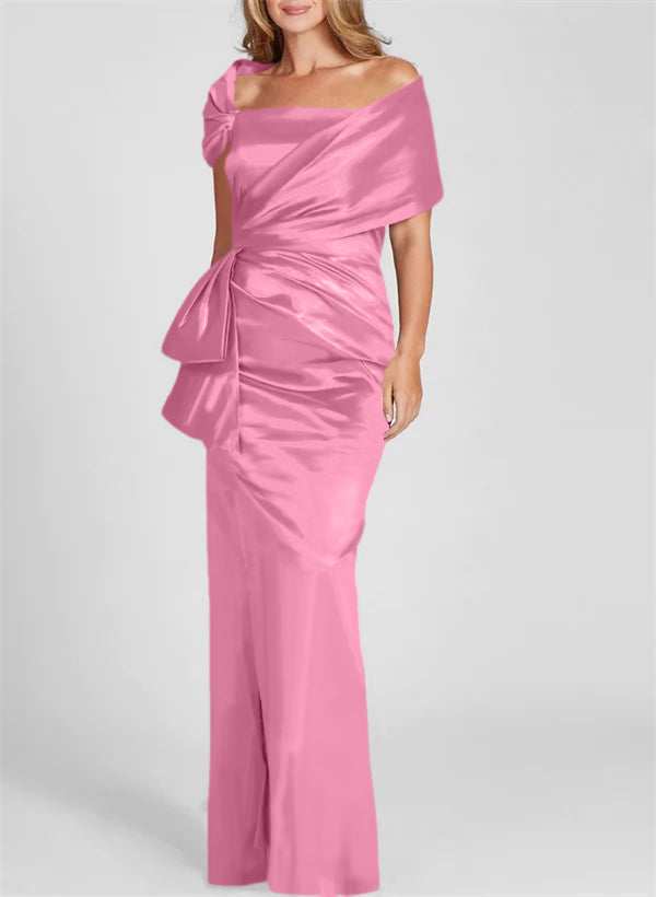 Vestidos para madre de la novia con corte tubo/columna, hombros descubiertos y largo hasta el suelo 