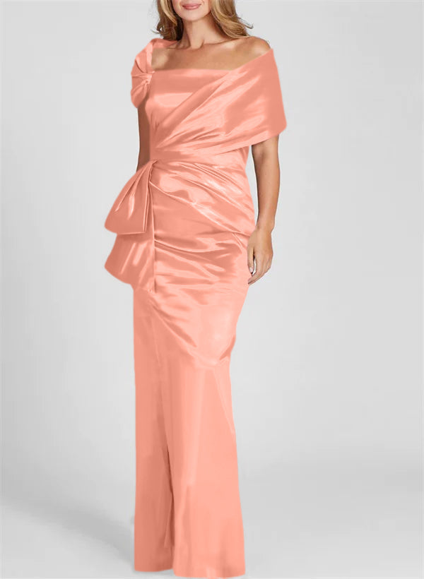 Vestidos para madre de la novia con corte tubo/columna, hombros descubiertos y largo hasta el suelo 