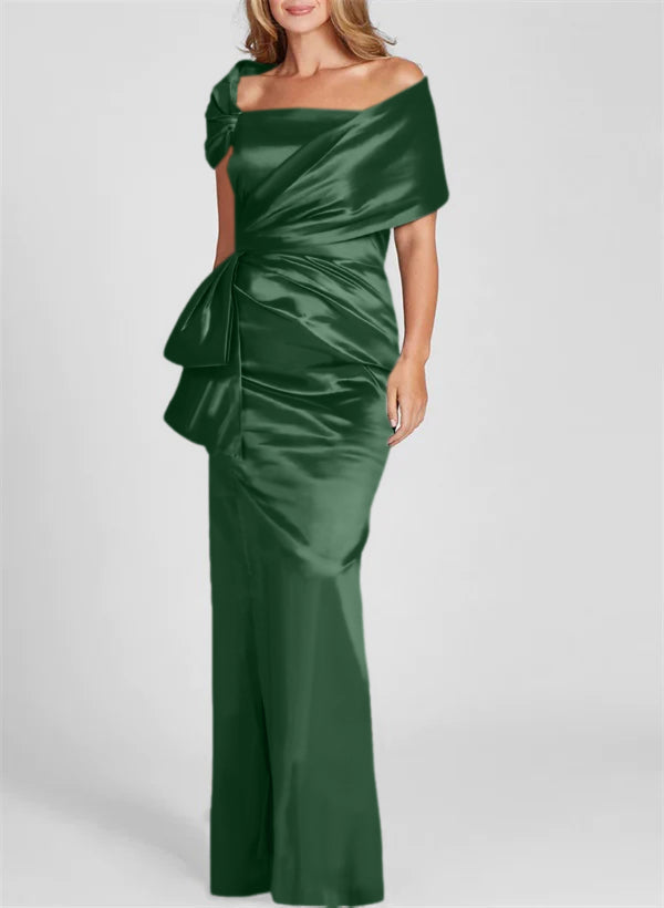 Vestidos para madre de la novia con corte tubo/columna, hombros descubiertos y largo hasta el suelo 