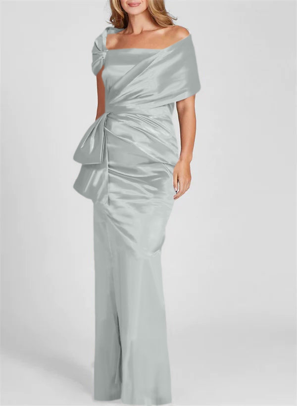 Vestidos para madre de la novia con corte tubo/columna, hombros descubiertos y largo hasta el suelo 