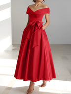 A-Linien-/Prinzessinnen-Kleid, schulterfrei, ärmellos, knöchellang, für die Mutter der Braut mit Taschen 