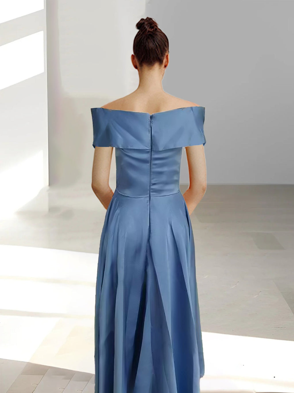 A-Linien-/Prinzessinnen-Kleid, schulterfrei, ärmellos, knöchellang, für die Mutter der Braut mit Taschen 