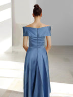 A-Linien-/Prinzessinnen-Kleid, schulterfrei, ärmellos, knöchellang, für die Mutter der Braut mit Taschen 