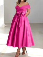 A-Linien-/Prinzessinnen-Kleid, schulterfrei, ärmellos, knöchellang, für die Mutter der Braut mit Taschen 