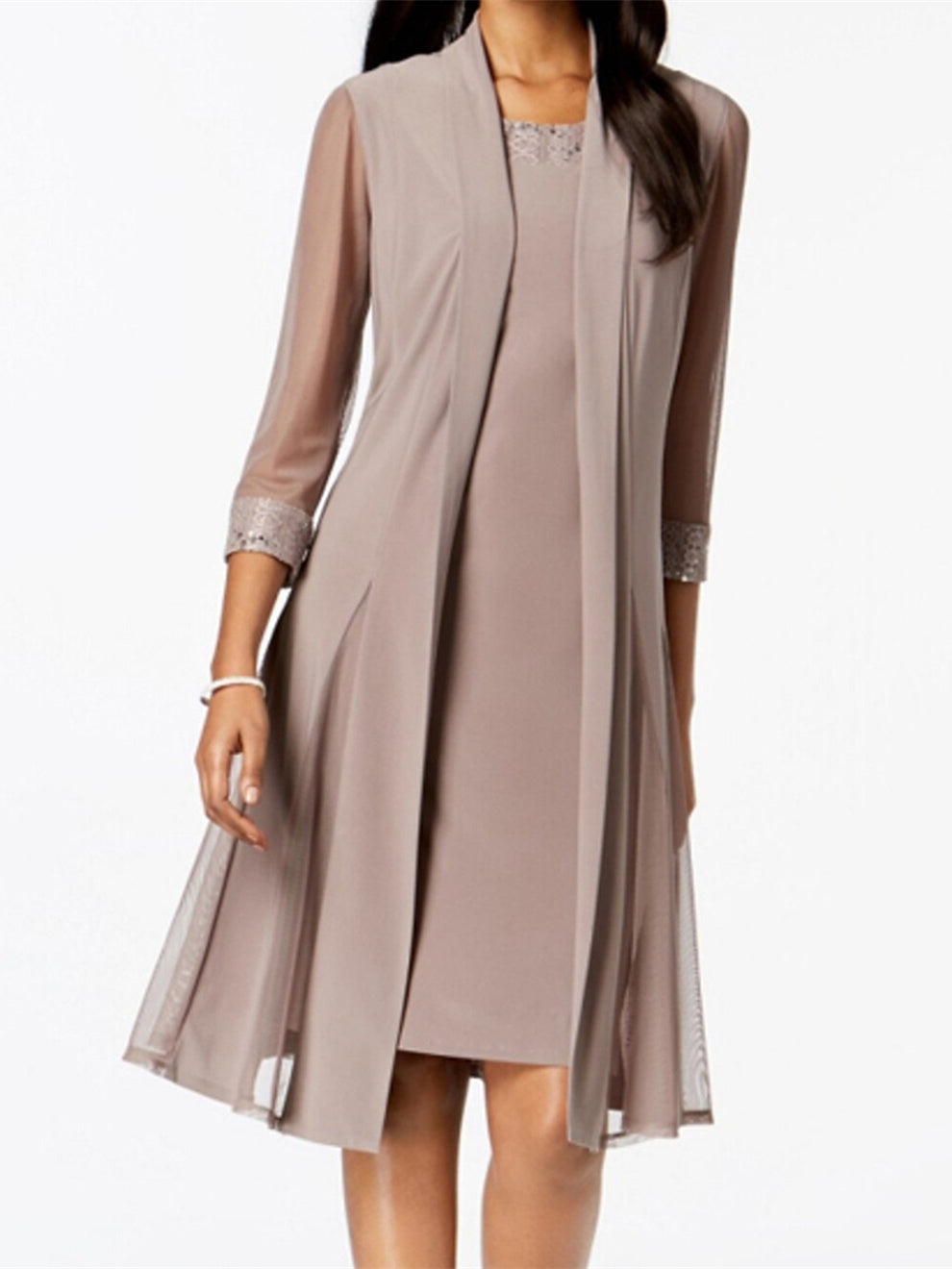 Vestidos hasta la rodilla con chaqueta de tubo o columna, vestidos para madre de la novia 