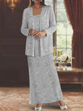 Chiffon-Kleider für die Mutter der Braut mit Pailletten und Jacke 