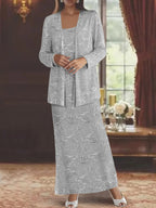 Chiffon-Kleider für die Mutter der Braut mit Pailletten und Jacke 