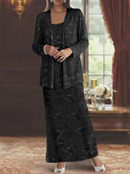 Chiffon-Kleider für die Mutter der Braut mit Pailletten und Jacke 