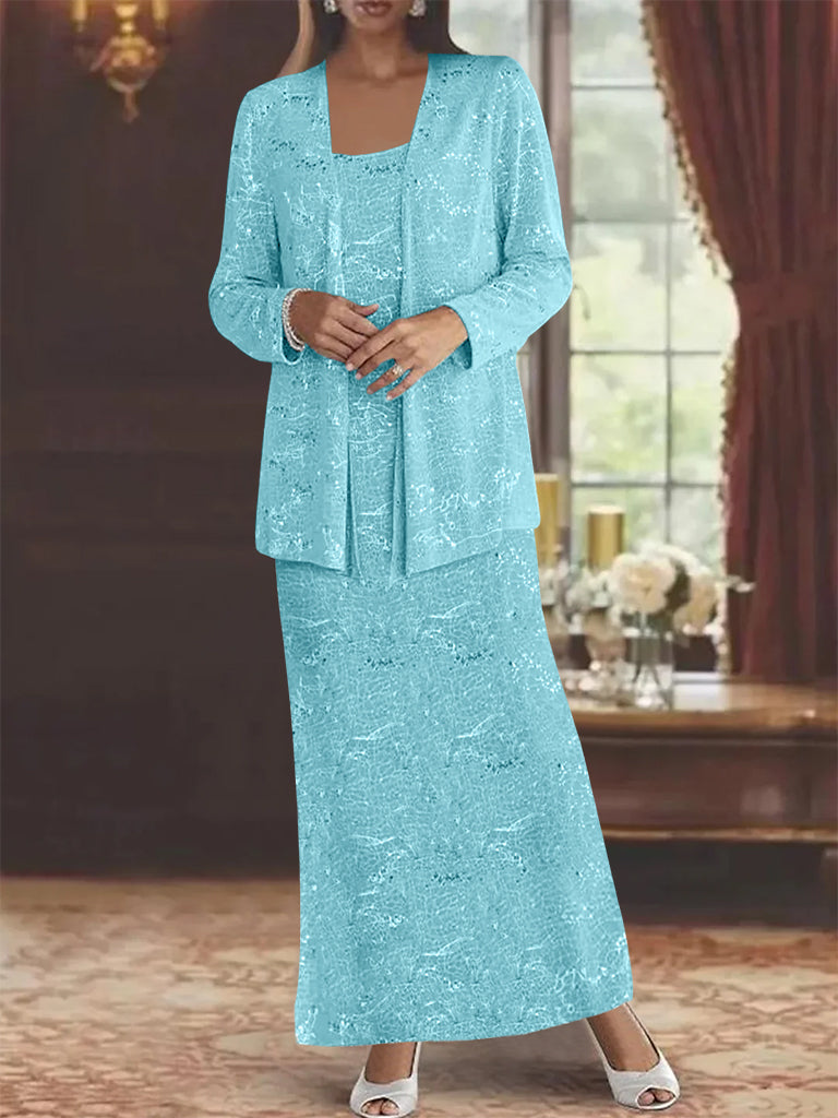 Chiffon-Kleider für die Mutter der Braut mit Pailletten und Jacke 
