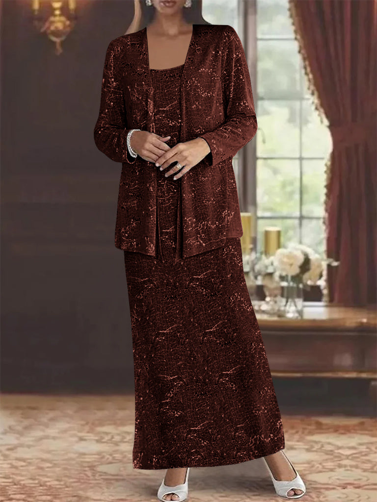 Chiffon-Kleider für die Mutter der Braut mit Pailletten und Jacke 