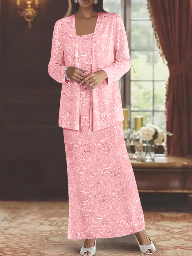 Chiffon-Kleider für die Mutter der Braut mit Pailletten und Jacke 
