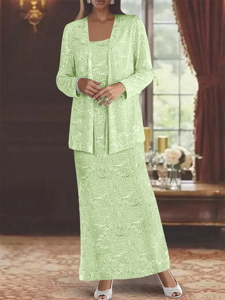 Chiffon-Kleider für die Mutter der Braut mit Pailletten und Jacke 