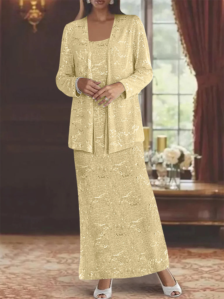 Chiffon-Kleider für die Mutter der Braut mit Pailletten und Jacke 