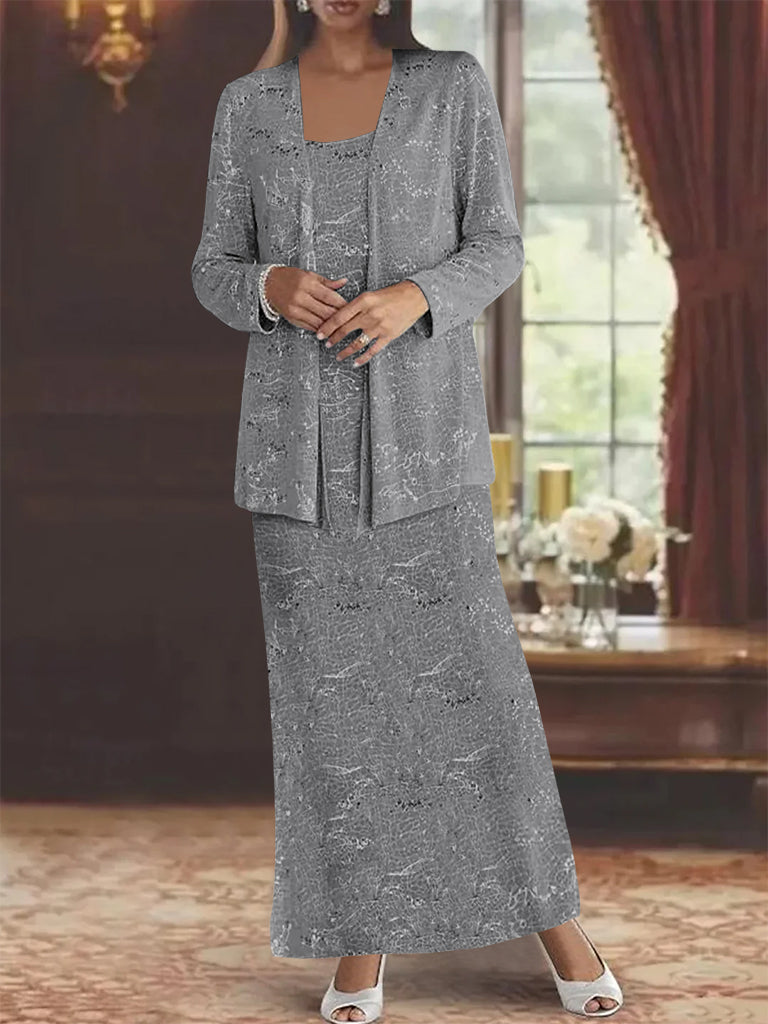 Chiffon-Kleider für die Mutter der Braut mit Pailletten und Jacke 