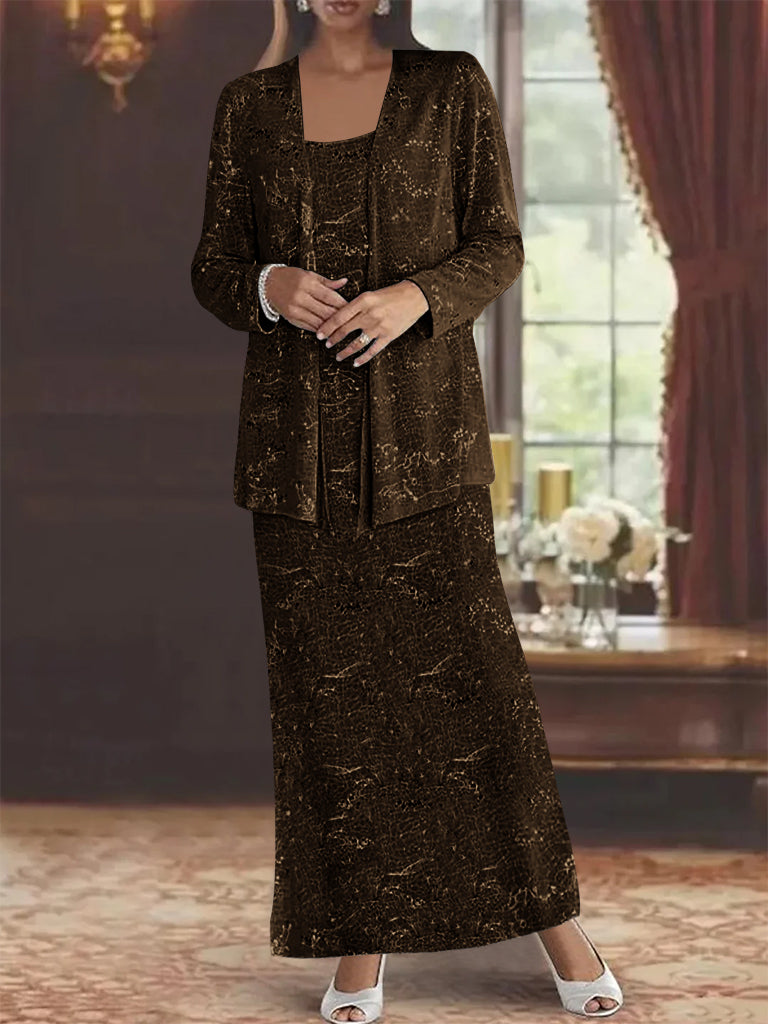 Chiffon-Kleider für die Mutter der Braut mit Pailletten und Jacke 