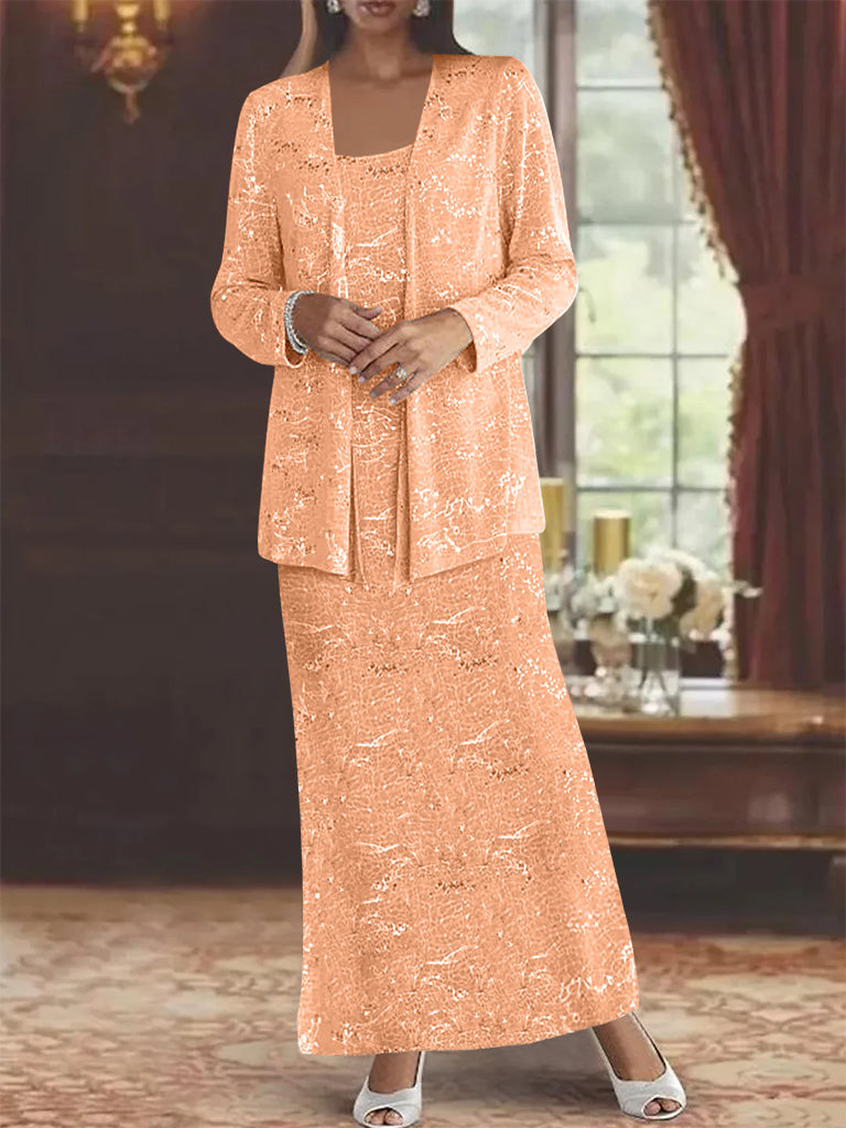 Chiffon-Kleider für die Mutter der Braut mit Pailletten und Jacke 