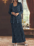 Chiffon-Kleider für die Mutter der Braut mit Pailletten und Jacke 