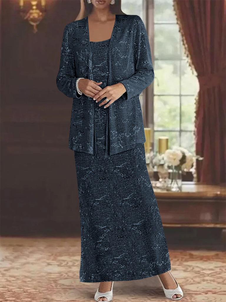 Vestidos de gasa para madre de la novia con lentejuelas y chaqueta 