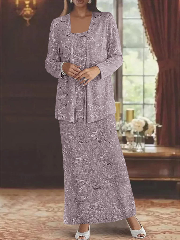 Chiffon-Kleider für die Mutter der Braut mit Pailletten und Jacke 