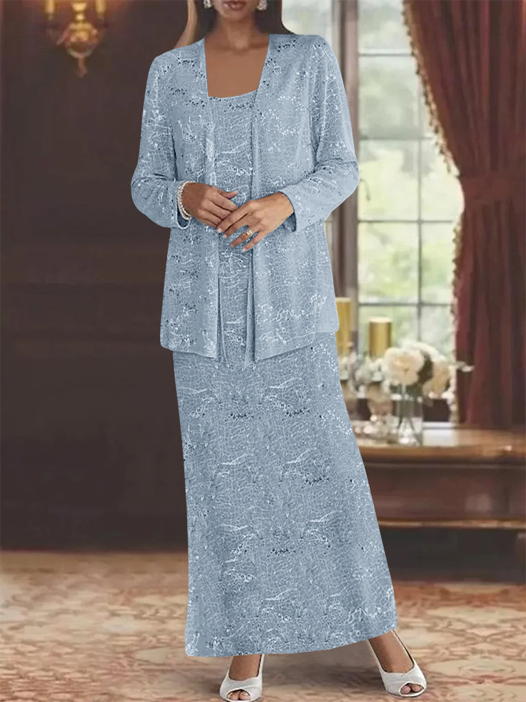 Chiffon-Kleider für die Mutter der Braut mit Pailletten und Jacke 
