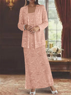 Chiffon-Kleider für die Mutter der Braut mit Pailletten und Jacke 