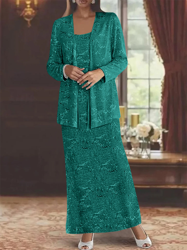 Chiffon-Kleider für die Mutter der Braut mit Pailletten und Jacke 