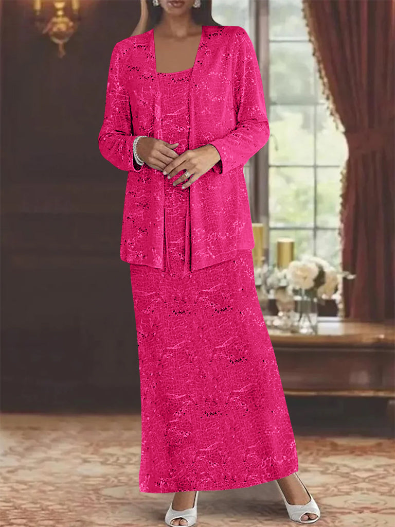 Chiffon-Kleider für die Mutter der Braut mit Pailletten und Jacke 