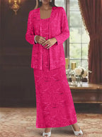 Chiffon-Kleider für die Mutter der Braut mit Pailletten und Jacke 