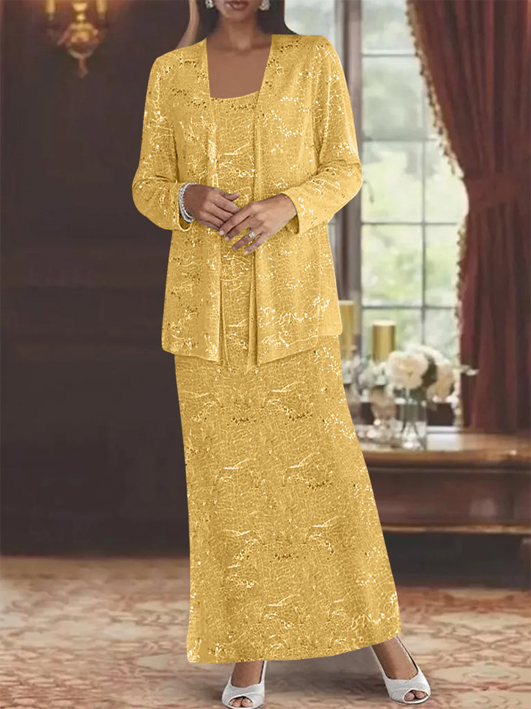 Chiffon-Kleider für die Mutter der Braut mit Pailletten und Jacke 