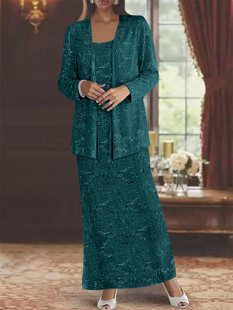 Chiffon-Kleider für die Mutter der Braut mit Pailletten und Jacke 